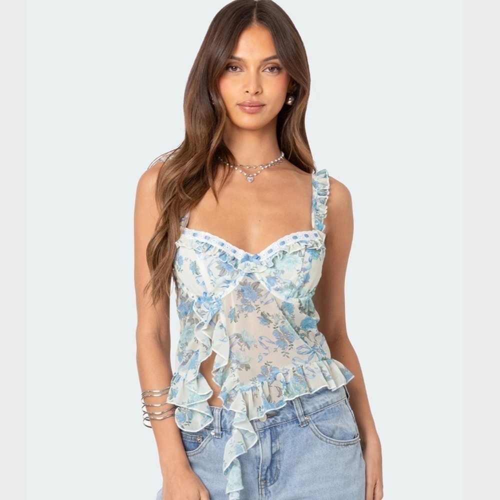 Edikted Floral Sweetheart Floral Corset Cami Bra Top. NWT